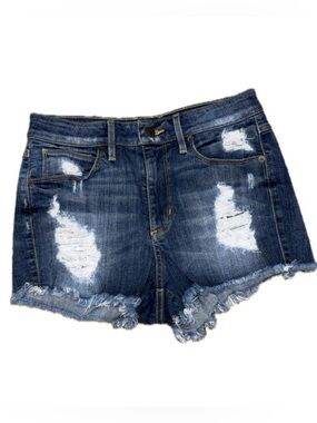Guess Distressed Dark Blue Denim Cutoff Shorts